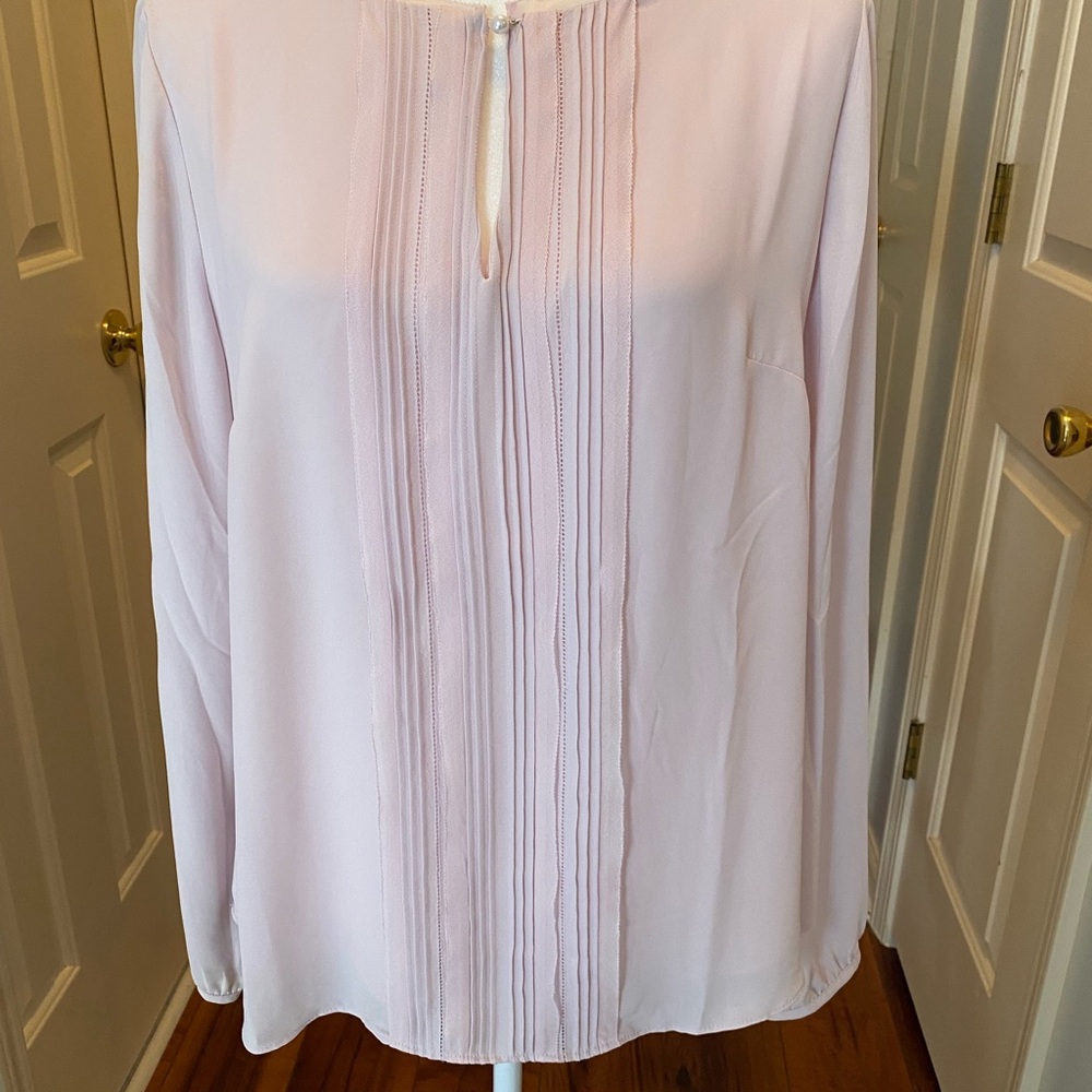 White House Black Market Light Pink Blouse with Pleats